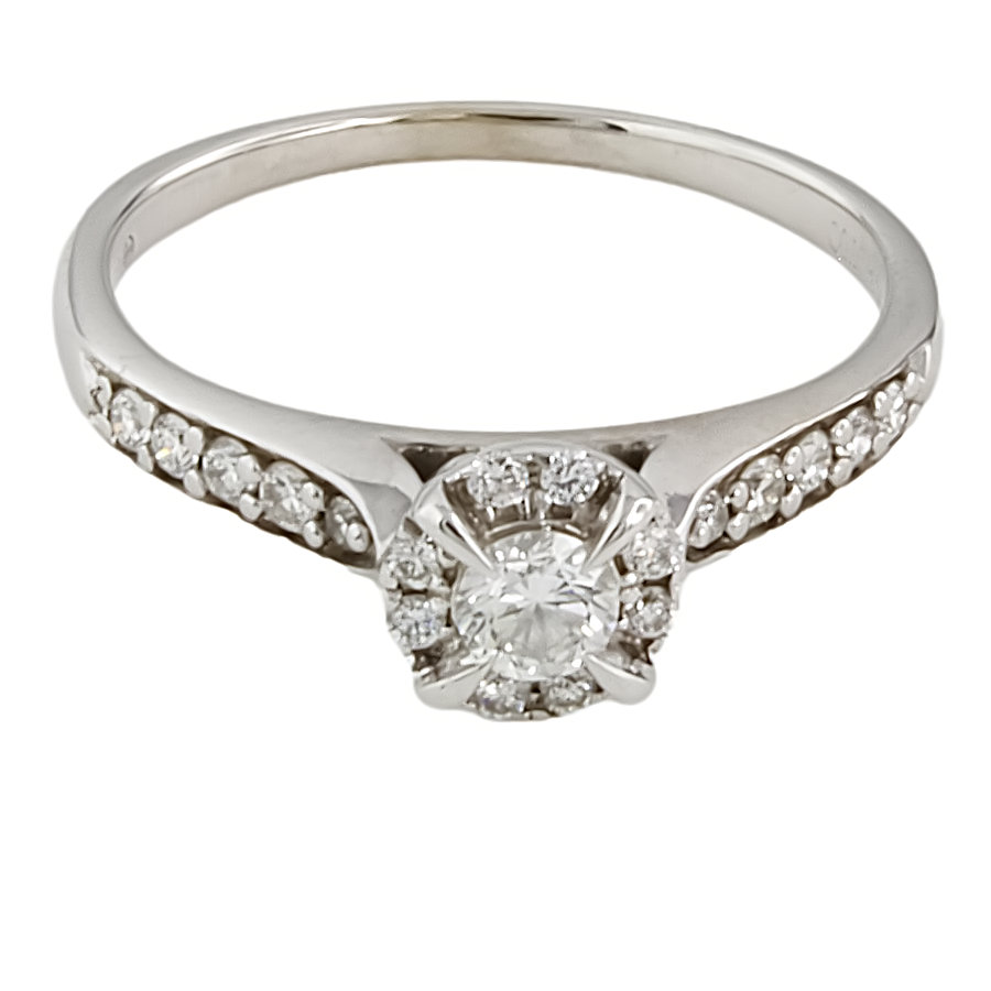 9ct White Gold Diamond 0.25cts Cluster Ring Size L